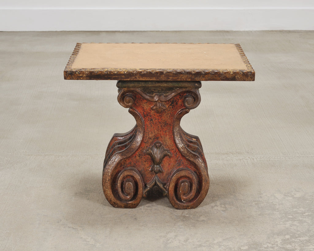 Italian Baroque Carved Gilt Fragment Pedestal Drink Table