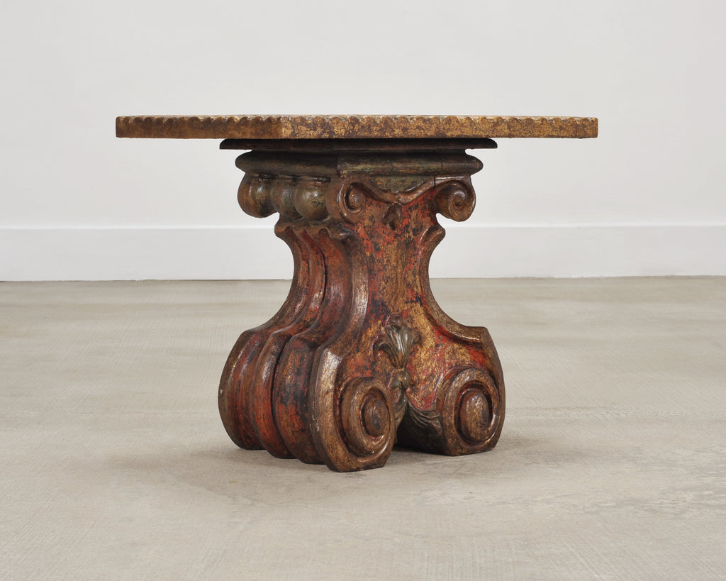 Italian Baroque Carved Gilt Fragment Pedestal Drink Table