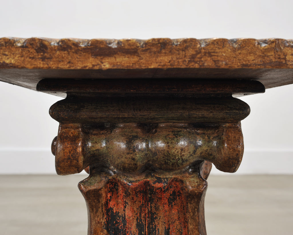 Italian Baroque Carved Gilt Fragment Pedestal Drink Table