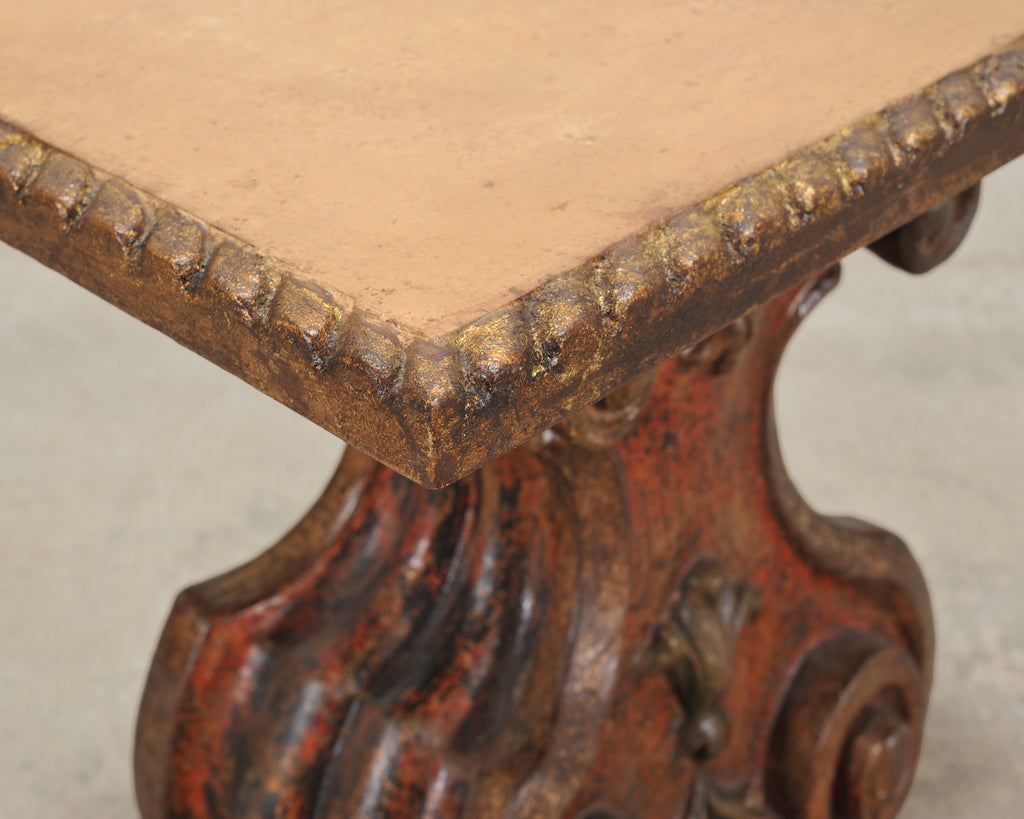 Italian Baroque Carved Gilt Fragment Pedestal Drink Table