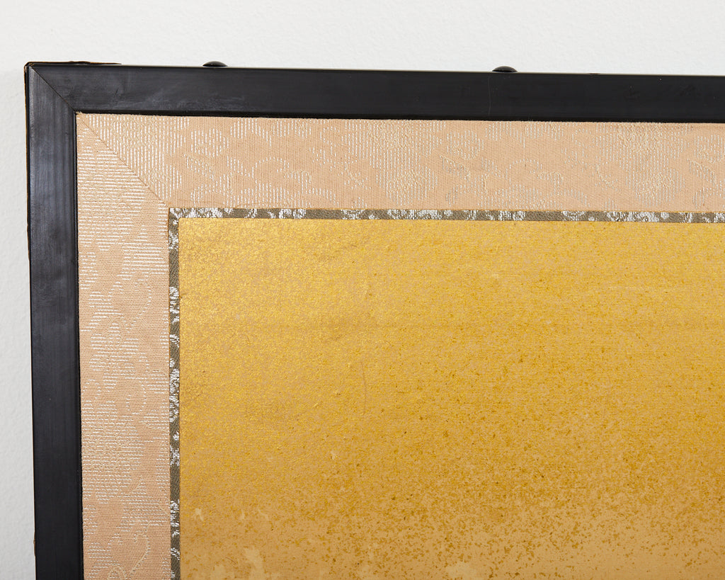 Japanese Showa Four Panel Table Screen Noble Procession