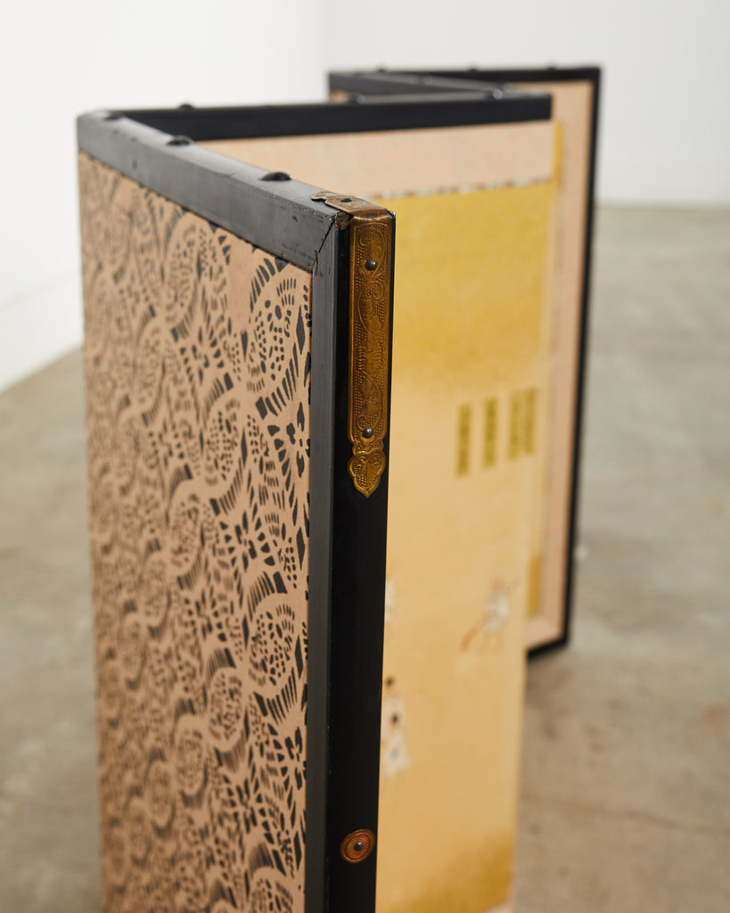 Japanese Showa Four Panel Table Screen Noble Procession