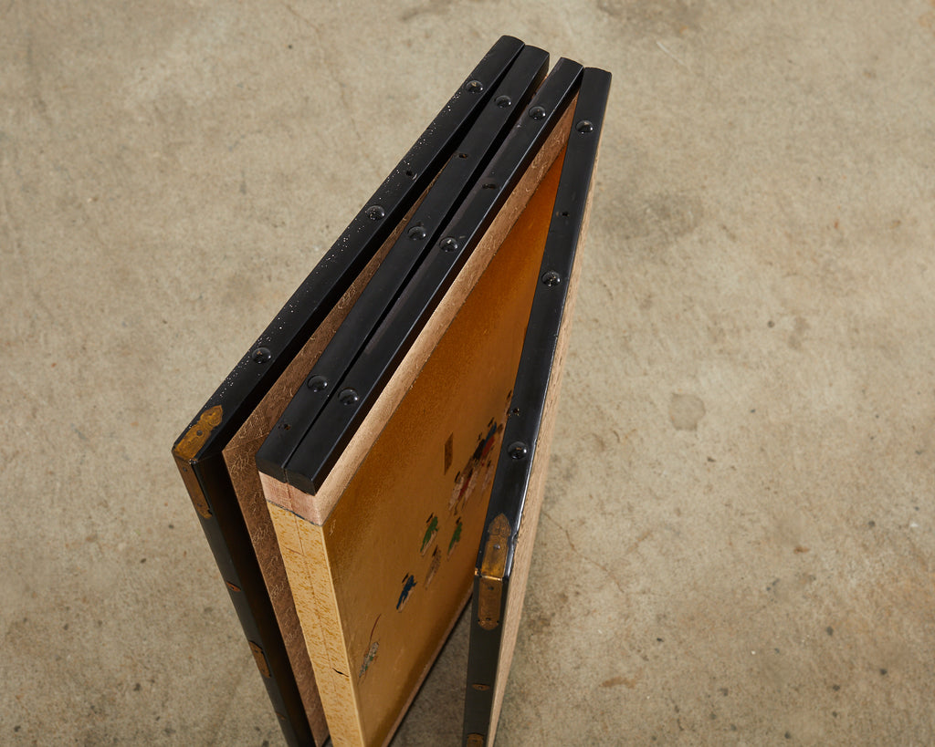 Japanese Showa Four Panel Table Screen Noble Procession