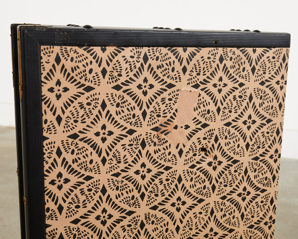 Japanese Showa Four Panel Table Screen Noble Procession