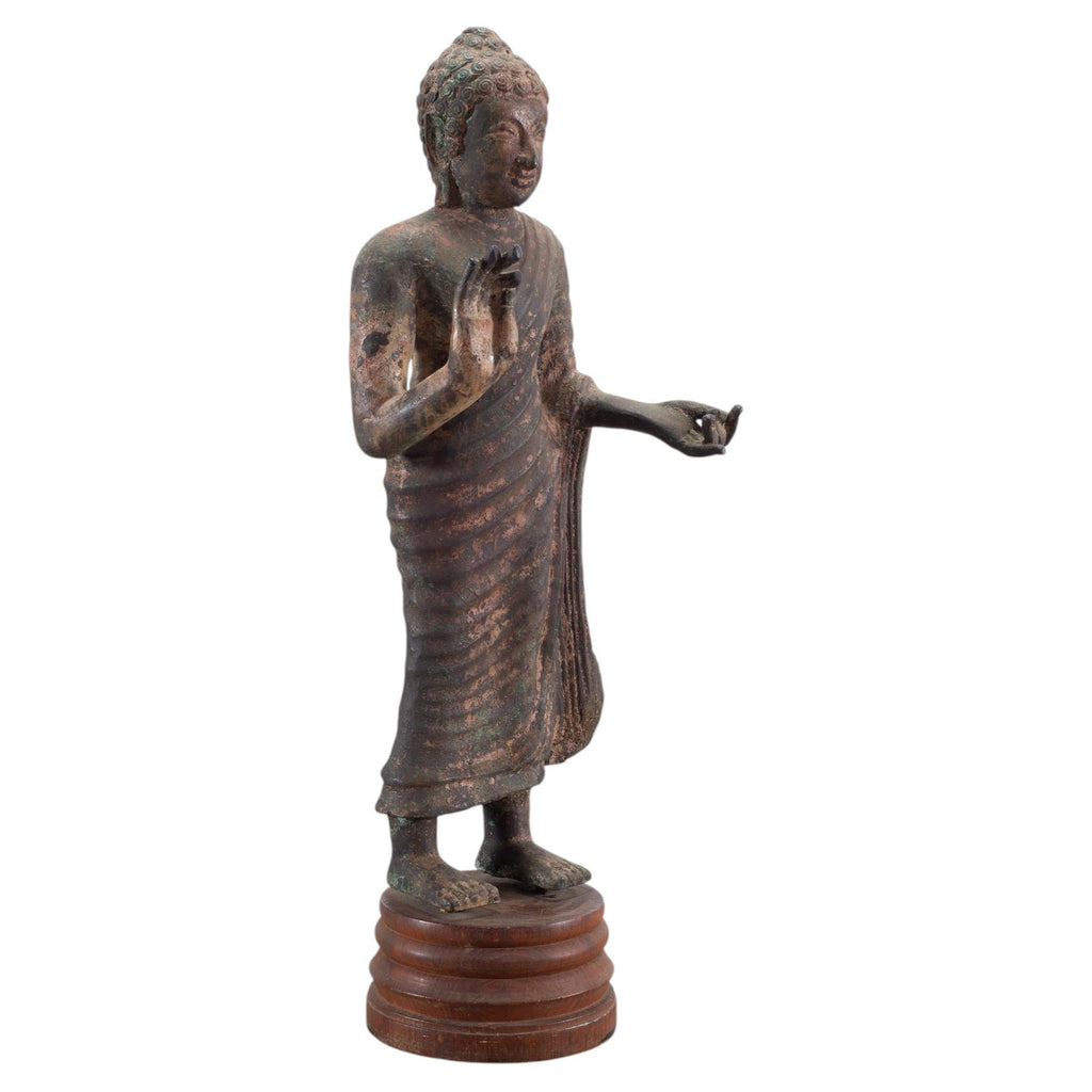 South Asian Cast Iron Buddha Figure Abhaya Mudra Pose 3 Ft