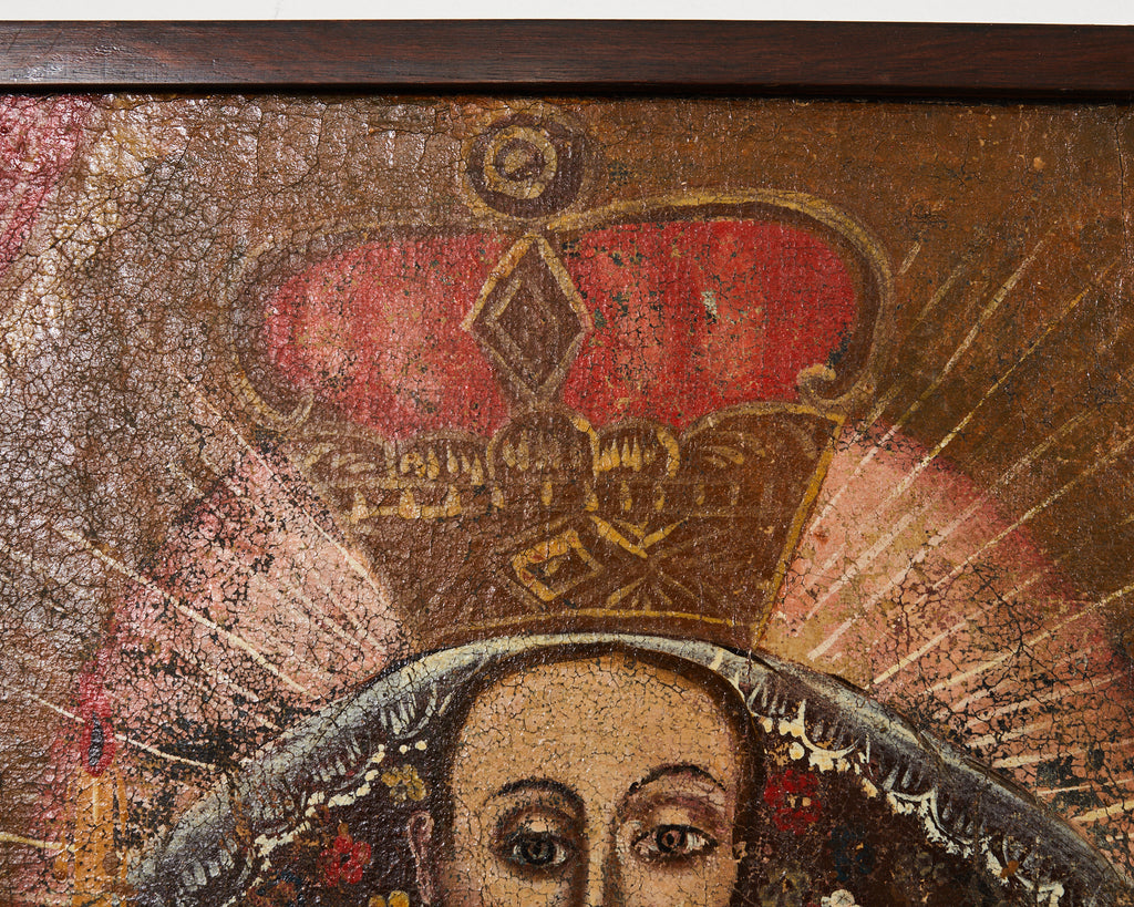 Spanish Colonial Cuzco School Madonna Virgin Mary Painting
