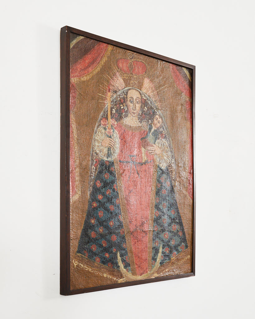 Spanish Colonial Cuzco School Madonna Virgin Mary Painting
