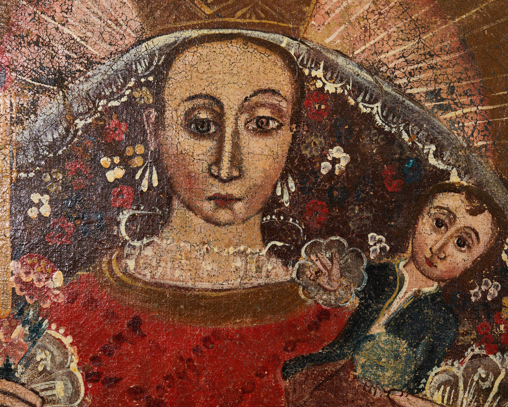 Spanish Colonial Cuzco School Madonna Virgin Mary Painting