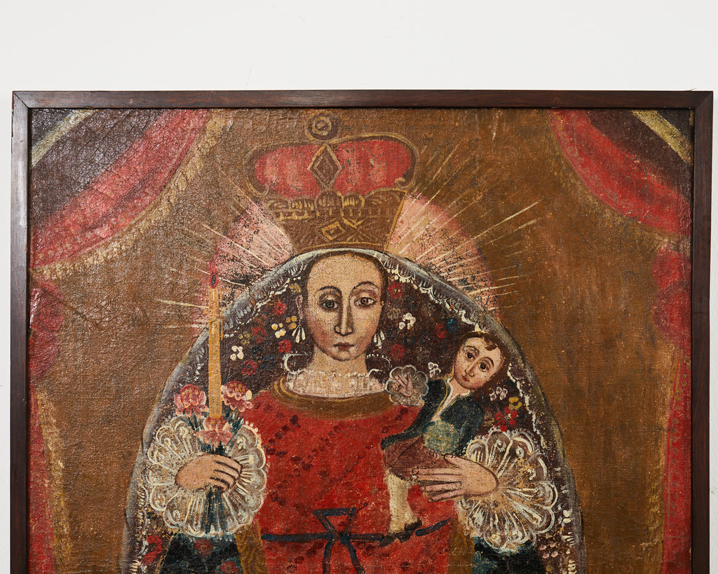 Spanish Colonial Cuzco School Madonna Virgin Mary Painting