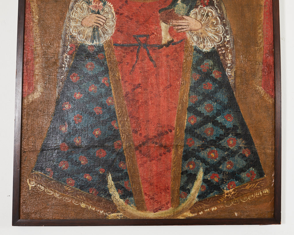 Spanish Colonial Cuzco School Madonna Virgin Mary Painting