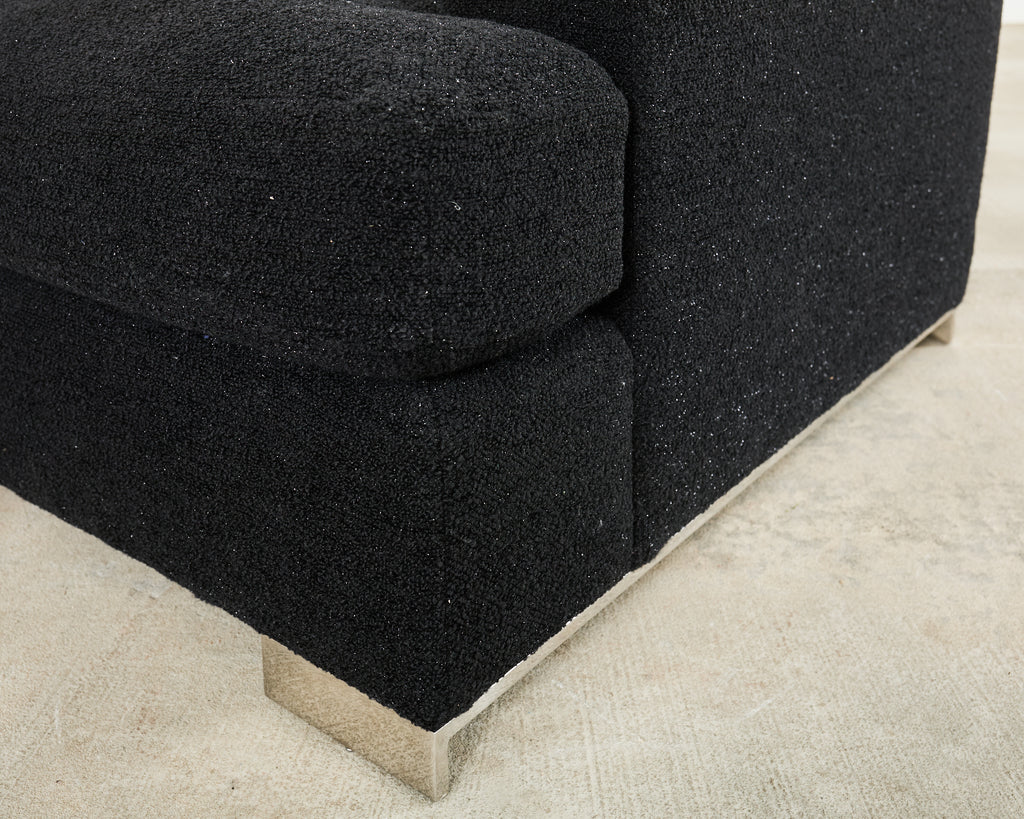 Ralph Lauren Pryce Club Chair Polished Steel Sled Feet