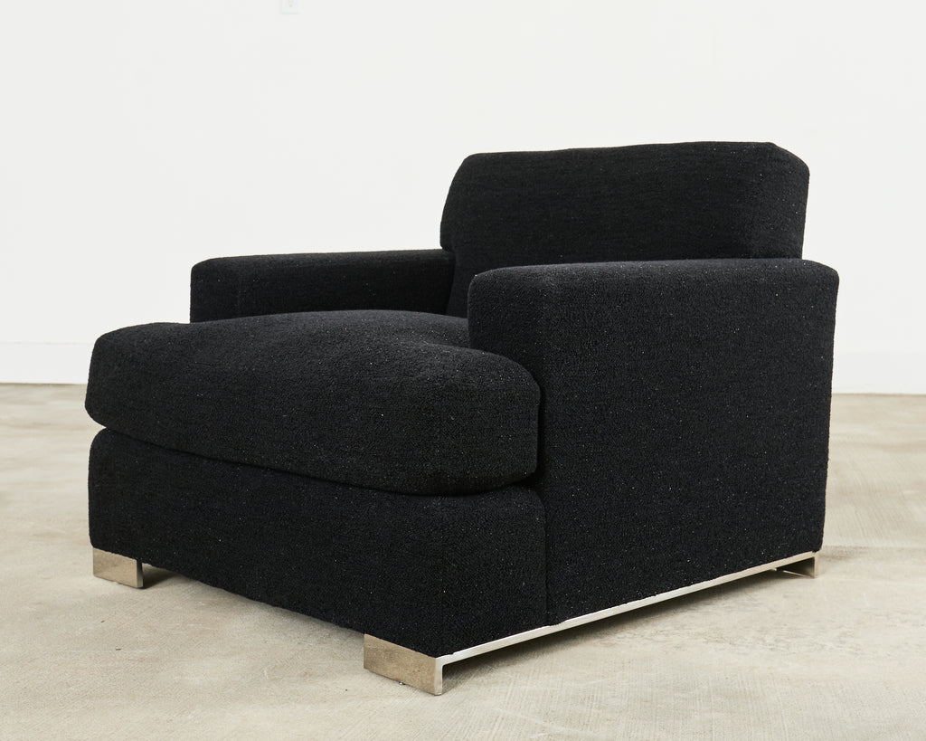 Ralph Lauren Pryce Club Chair Polished Steel Sled Feet