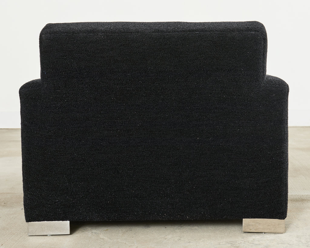 Ralph Lauren Pryce Club Chair Polished Steel Sled Feet