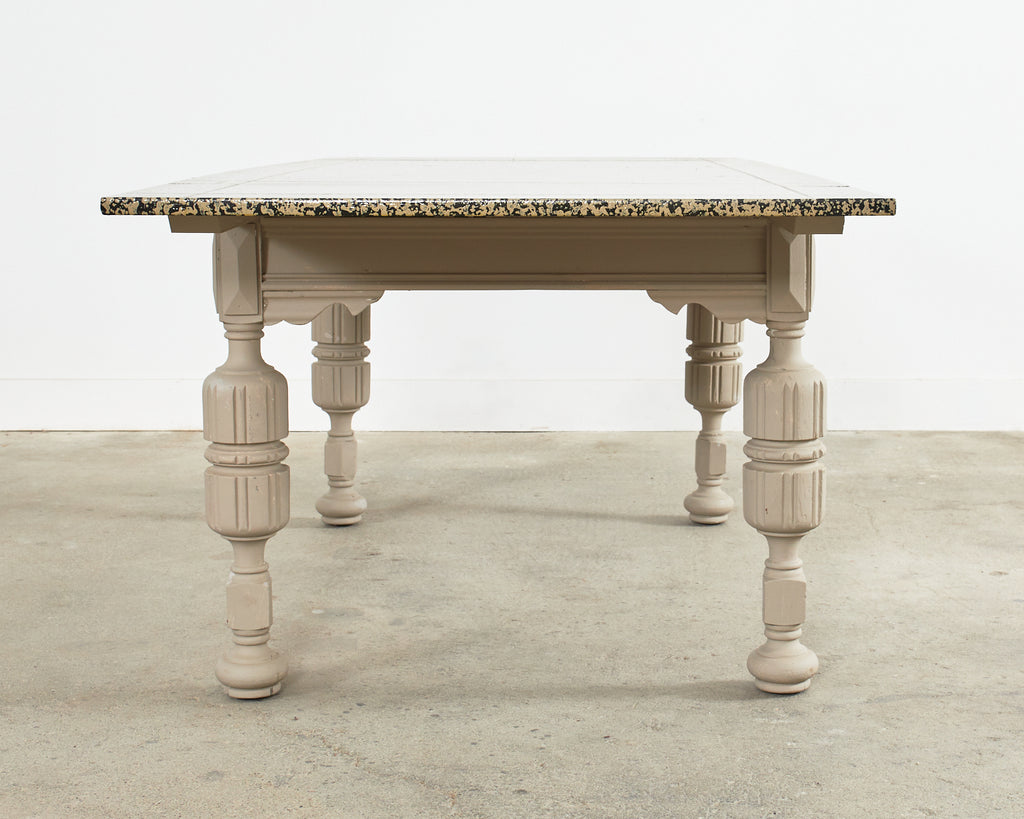 Elizabethan Style Dining Table Speckled by Artist Ira Yeager