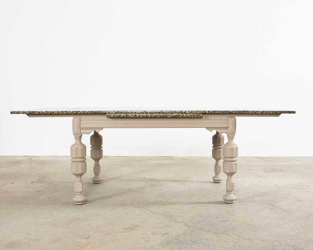 Elizabethan Style Dining Table Speckled by Artist Ira Yeager