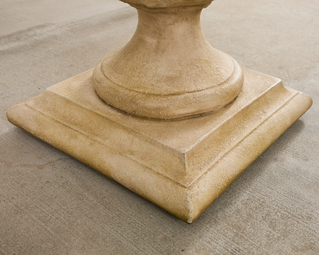 Neoclassical Cast Stone Garden Ball Finial Glass Dining Table