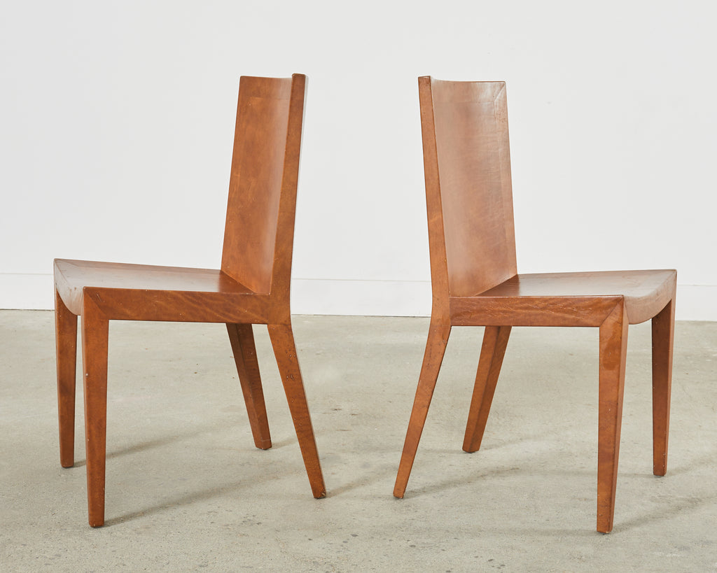Pair of Signed Karl Springer Goatskin JMF Chairs, 1986