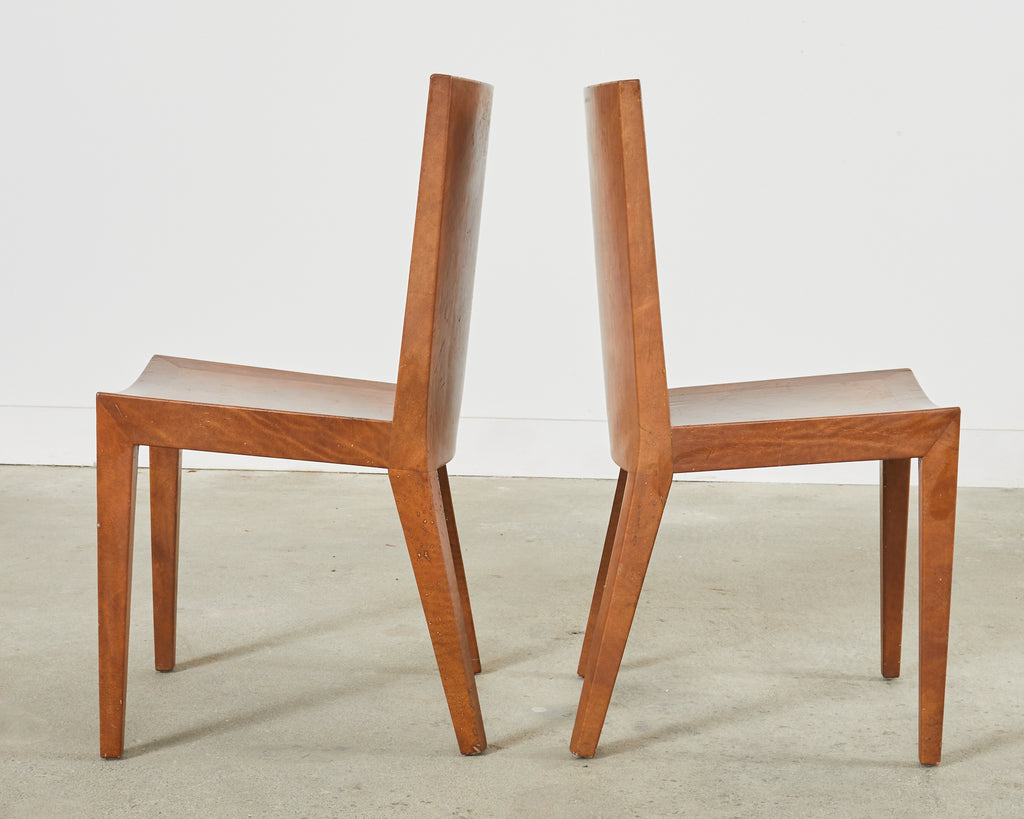 Pair of Signed Karl Springer Goatskin JMF Chairs, 1986