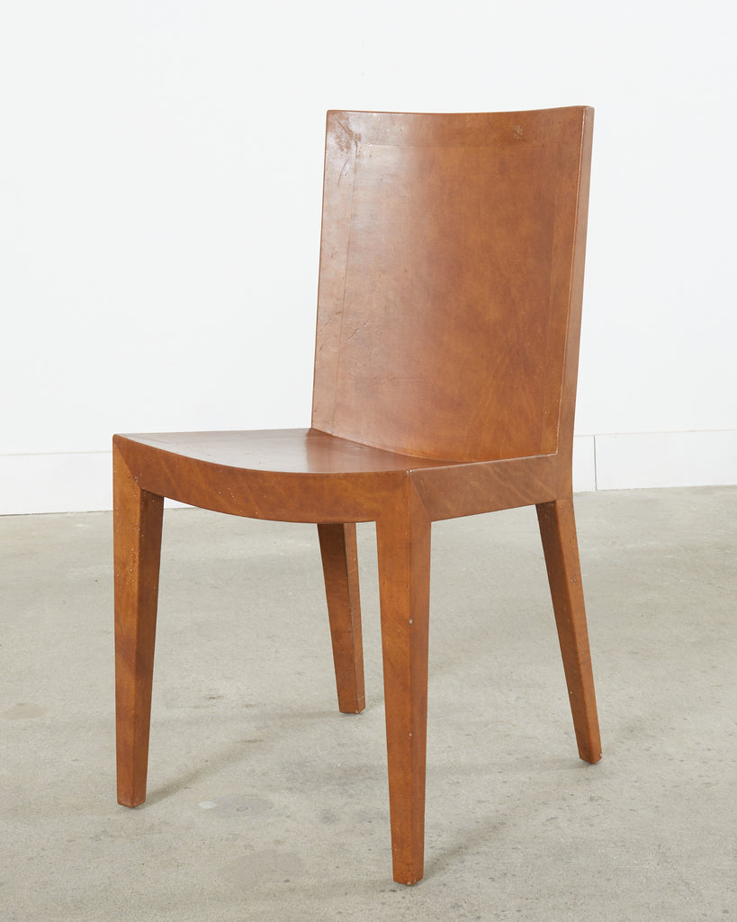 Pair of Signed Karl Springer Goatskin JMF Chairs, 1986