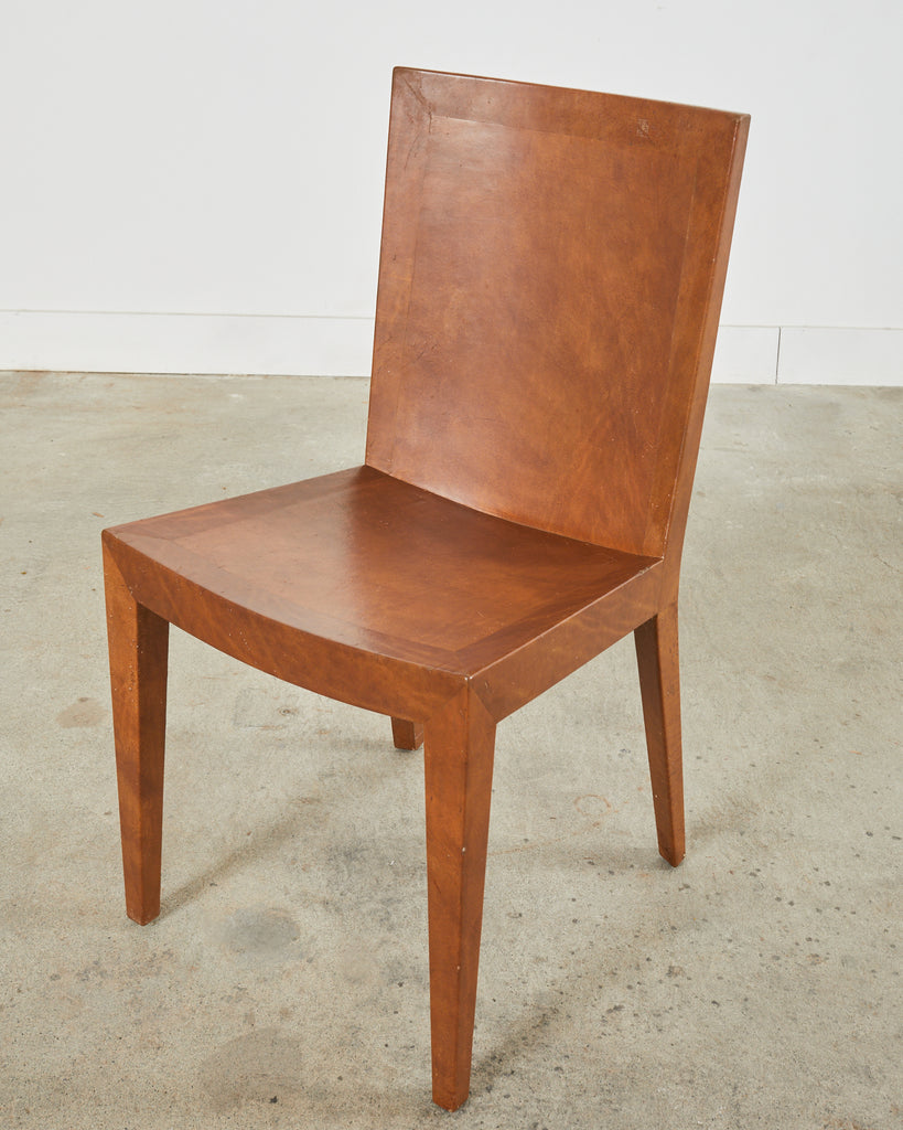 Pair of Signed Karl Springer Goatskin JMF Chairs, 1986