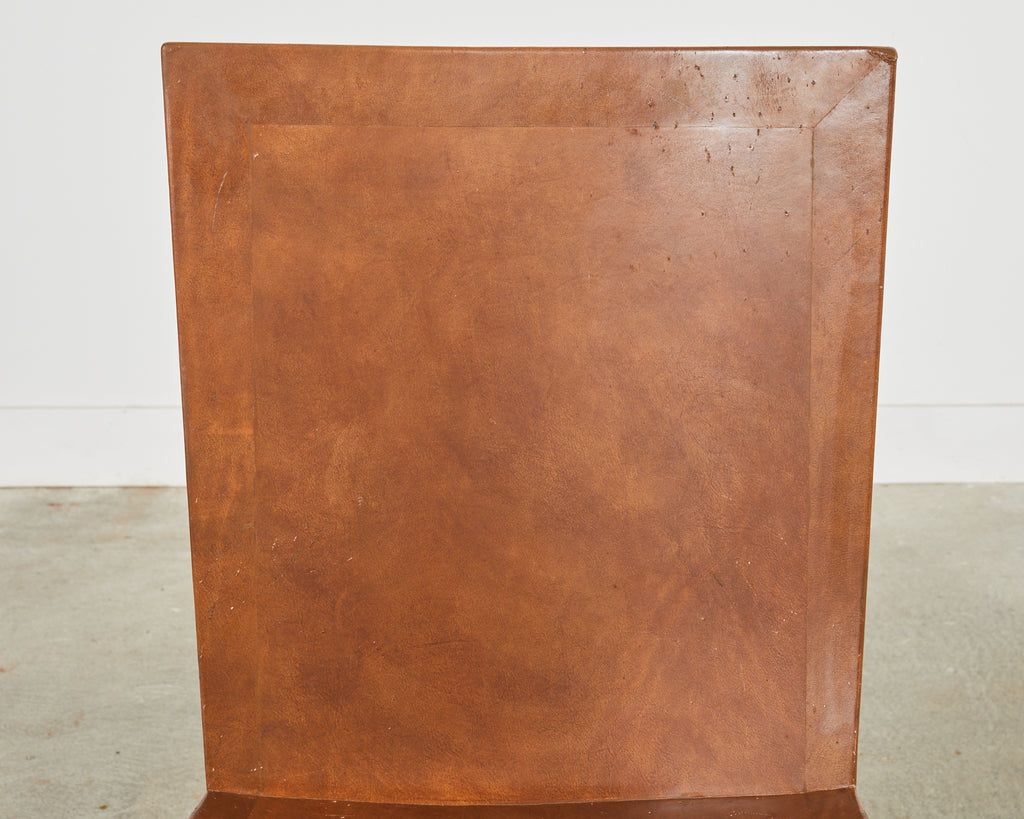 Pair of Signed Karl Springer Goatskin JMF Chairs, 1986