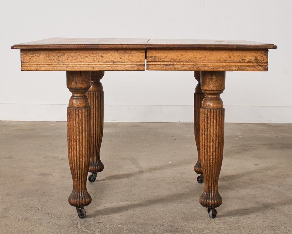 19th Century English Victorian Oak Dining Center Table