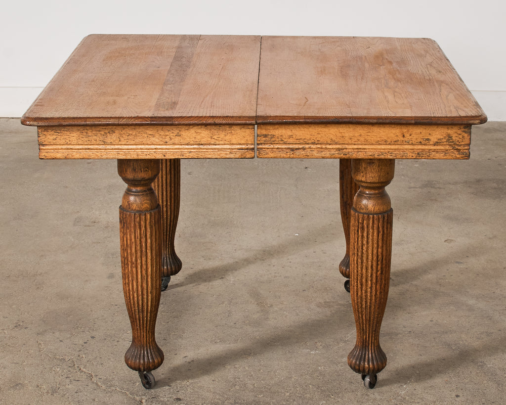 19th Century English Victorian Oak Dining Center Table