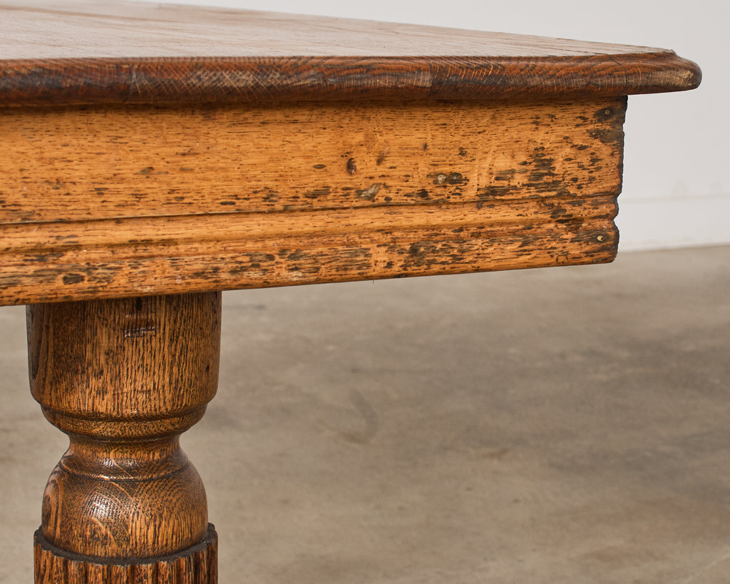 19th Century English Victorian Oak Dining Center Table