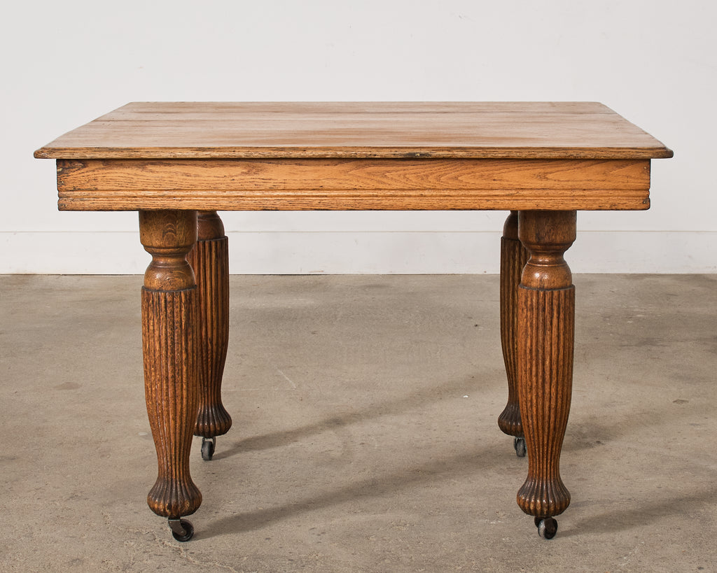 19th Century English Victorian Oak Dining Center Table