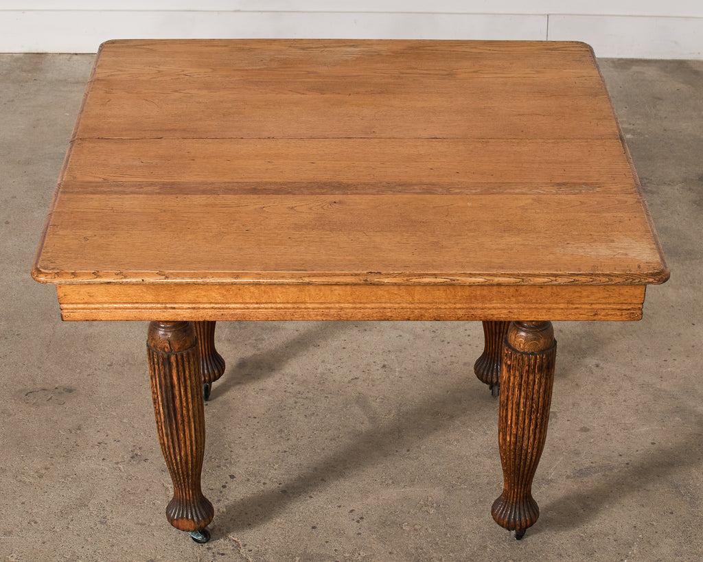 19th Century English Victorian Oak Dining Center Table