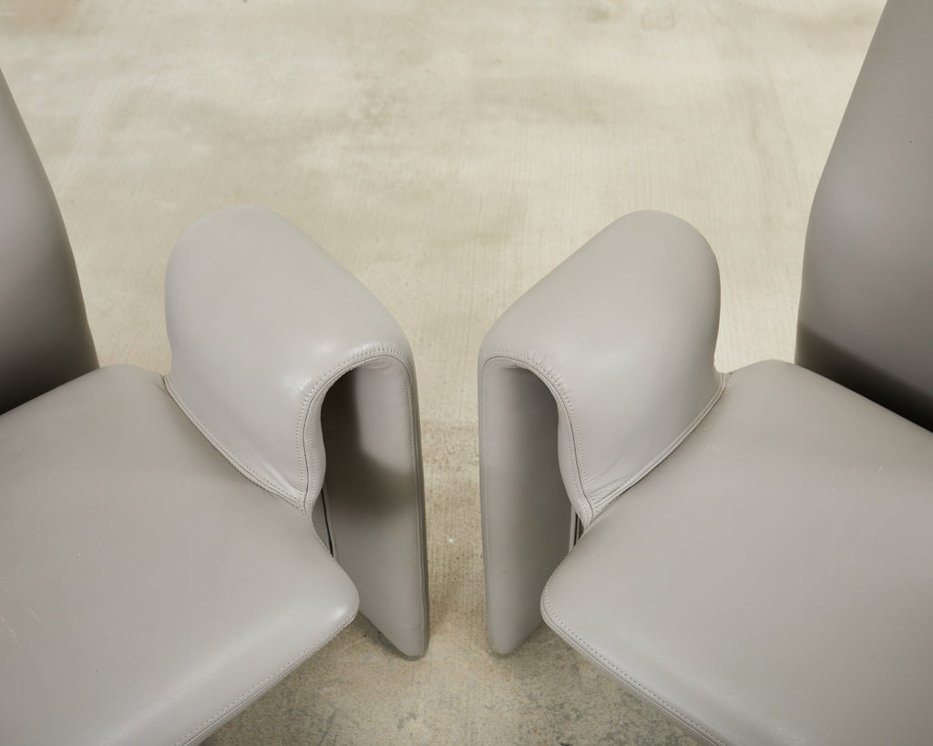 Set of Eight Steve Leonard for Brayton Leather Dining Chairs