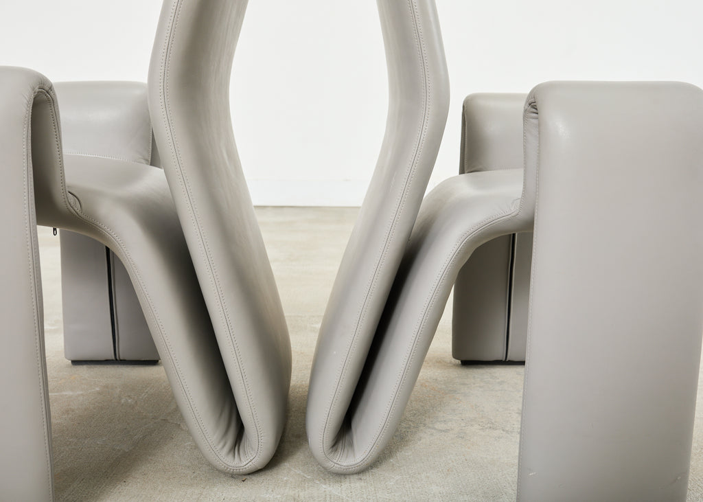 Set of Eight Steve Leonard for Brayton Leather Dining Chairs