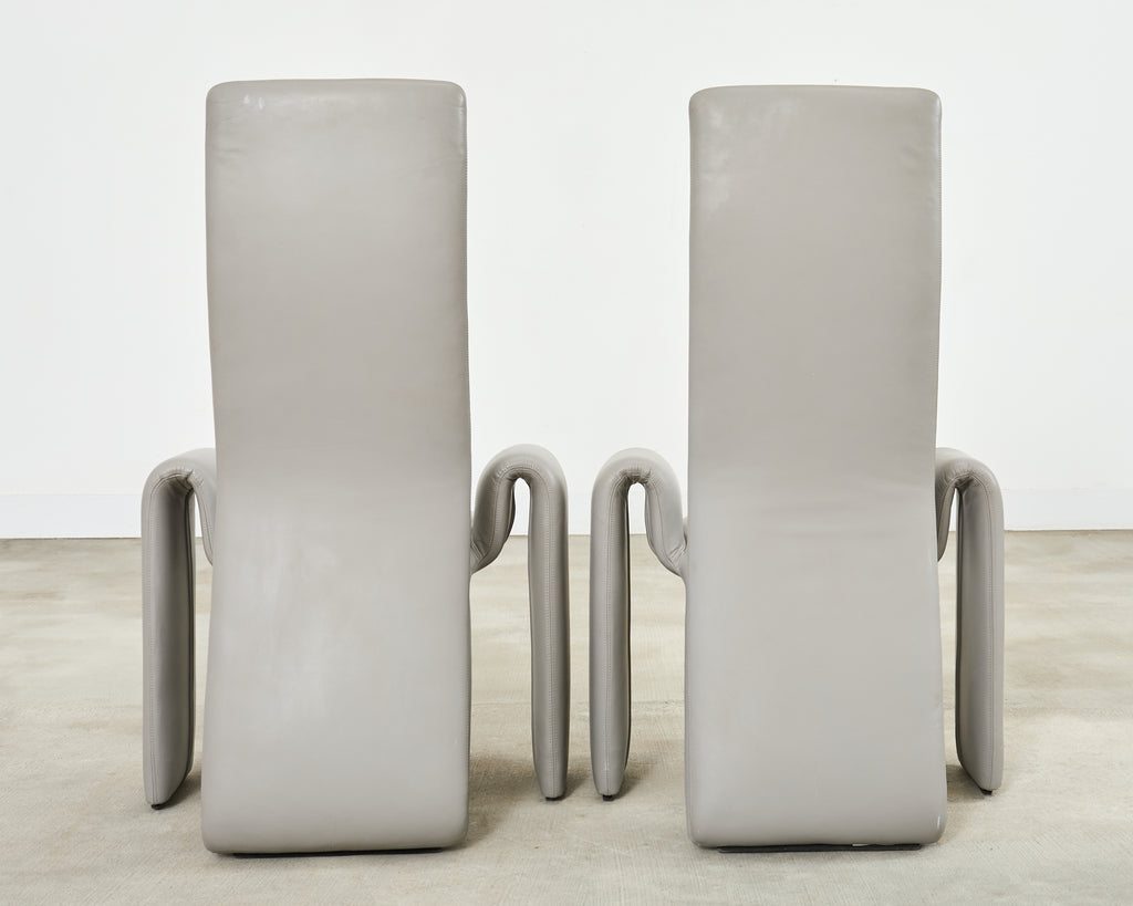 Set of Eight Steve Leonard for Brayton Leather Dining Chairs