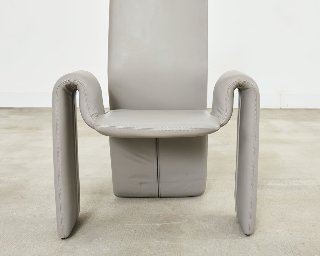 Set of Eight Steve Leonard for Brayton Leather Dining Chairs