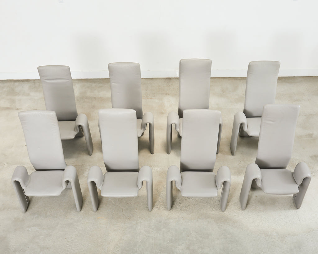 Set of Eight Steve Leonard for Brayton Leather Dining Chairs