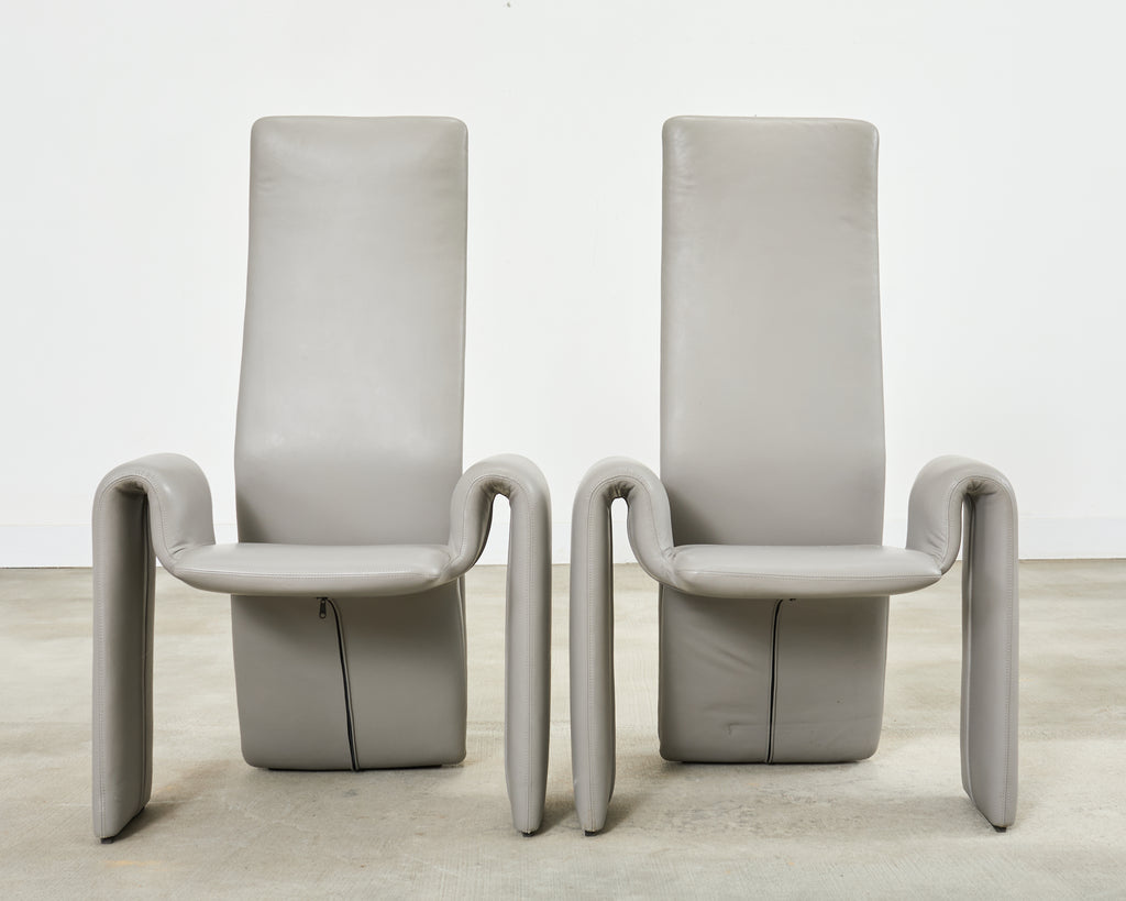 Set of Eight Steve Leonard for Brayton Leather Dining Chairs