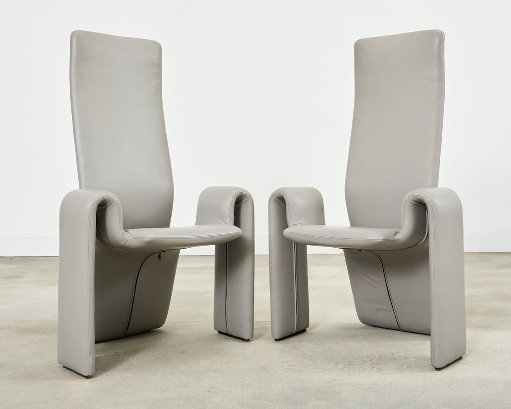 Set of Eight Steve Leonard for Brayton Leather Dining Chairs