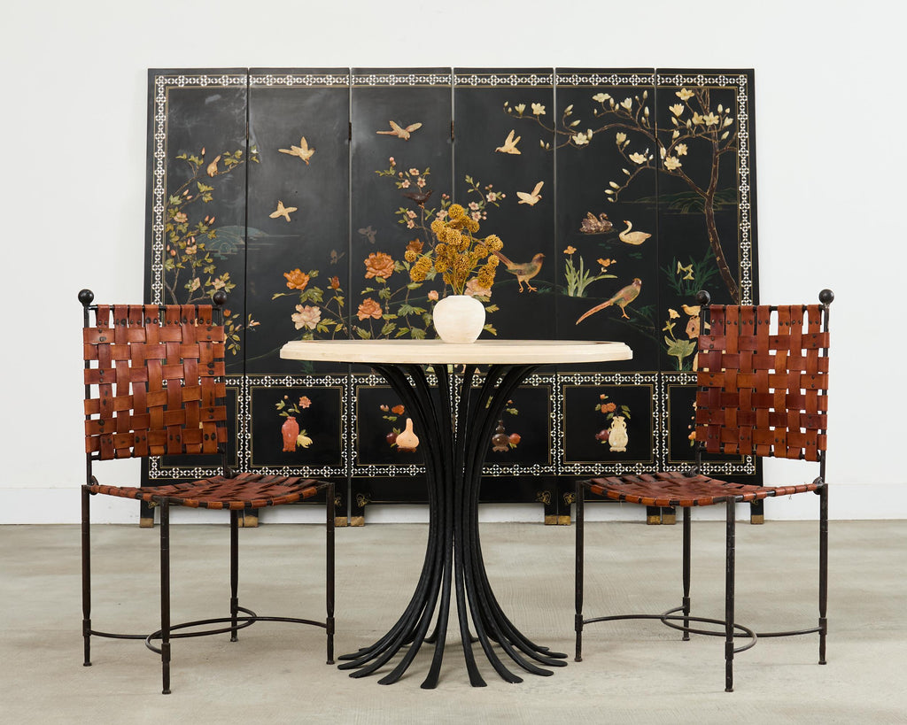 Chinese Six Panel Carved Soapstone Coromandel Lacquer Screen