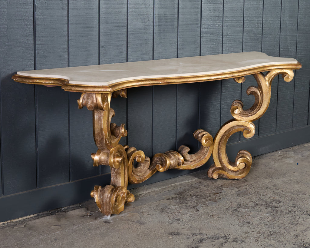 Dennis and Leen Baroque Console French Limestone Top