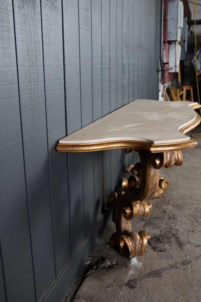 Dennis and Leen Baroque Console French Limestone Top