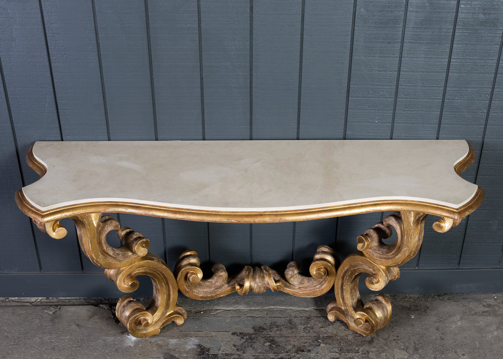Dennis and Leen Baroque Console French Limestone Top
