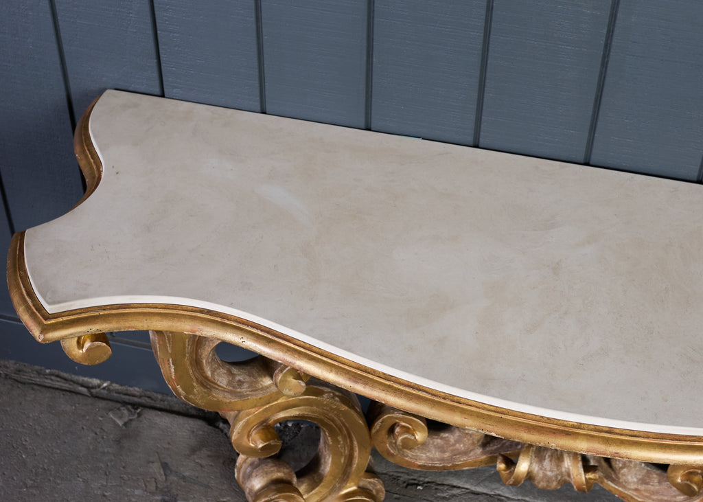 Dennis and Leen Baroque Console French Limestone Top