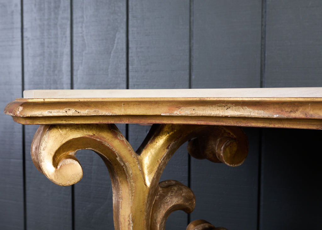 Dennis and Leen Baroque Console French Limestone Top