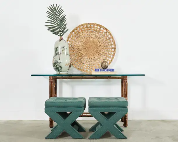 Pair of Billy Baldwin Style Midcentury X-Form Benches