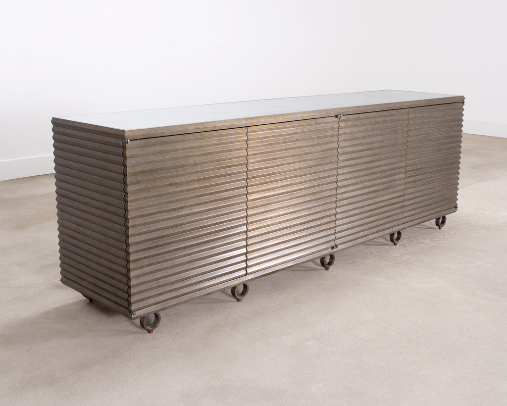 Julian Chichester Variegated Nickel "Storm" Cabinet Credenza 7Ft