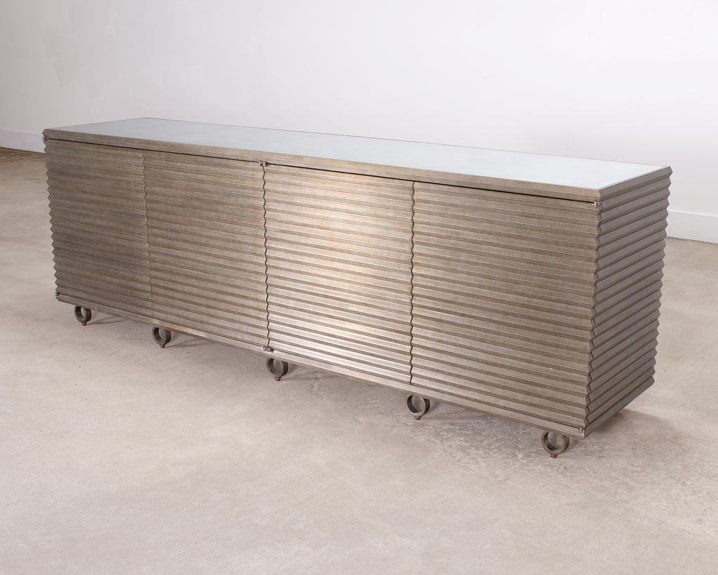 Julian Chichester Variegated Nickel "Storm" Cabinet Credenza 7Ft