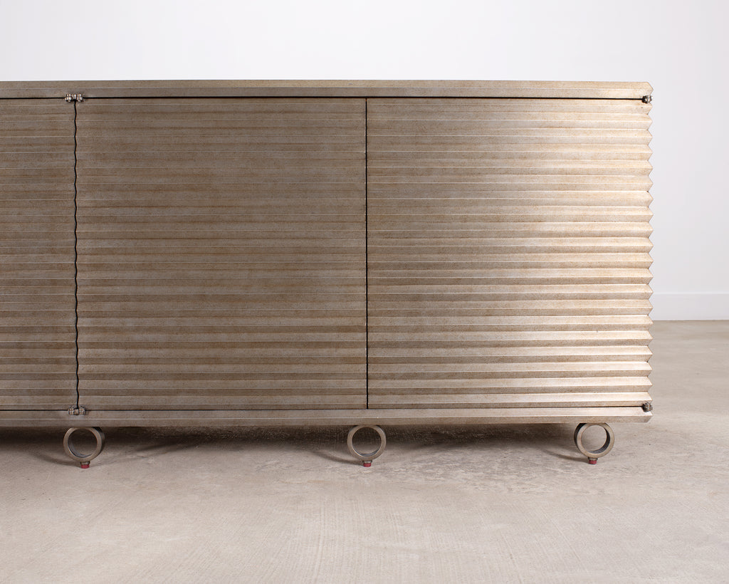 Julian Chichester Variegated Nickel "Storm" Cabinet Credenza 7Ft