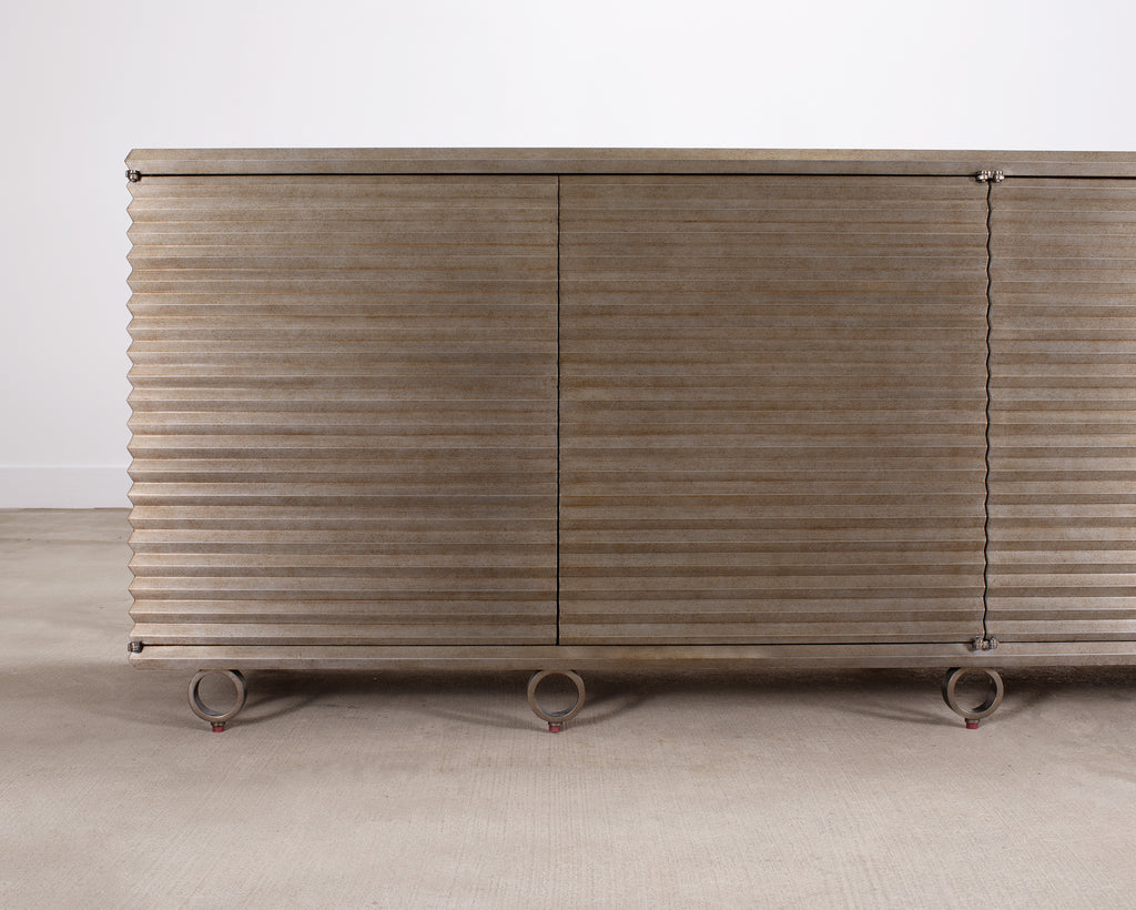 Julian Chichester Variegated Nickel "Storm" Cabinet Credenza 7Ft