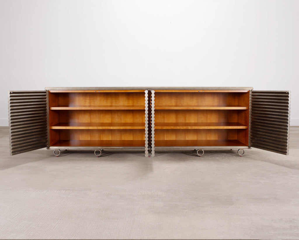 Julian Chichester Variegated Nickel "Storm" Cabinet Credenza 7Ft