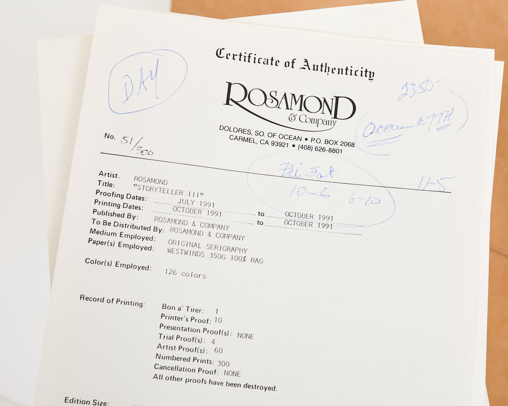 Christine Rosamond Signed Lithograph "Storyteller III" 1991